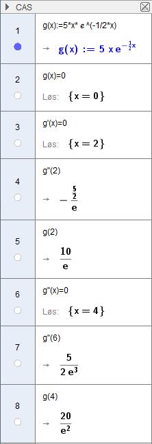 Linjene 3 og 4 viser at f har den positive verdien som k maksimalpunkt. Den deriverte er null, og den dobbeltderiverte er negativ.