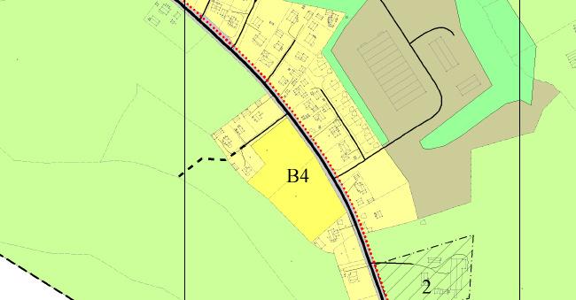 Figur 3. Kartutsnittet viser fremtidig boligformål B4 i kommunedelplan for Nordkisa. Planlagte utbygging samsvarer i hovedsak med overordnet plan.