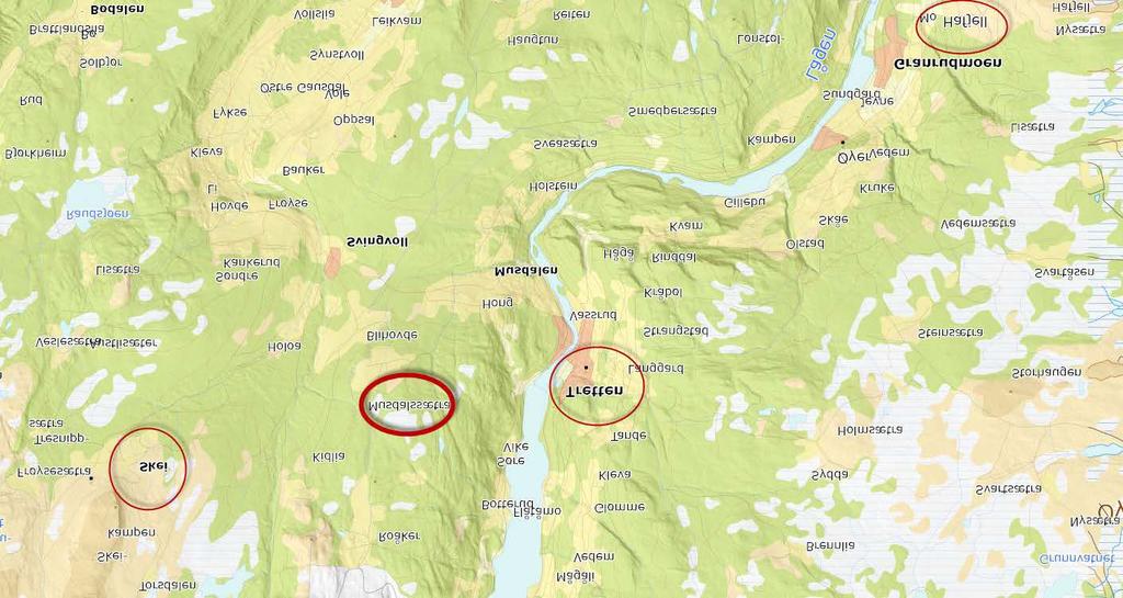 2 Planområdet er totalt ca. 263 dekar og består av eiendommene 130/1, 130/3, 131/1, 132/1, 135/3, 140/1, 141/1, 140/3.