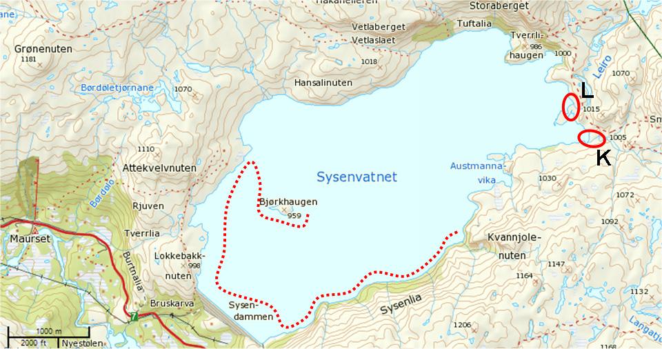 1.0 Bakgrunn Sysenvatnet i Eidfjord (Figur 1) er regulert av Statkraft Energi AS. Overflatearealet ved fullt magasin er 10,4 km 2. Magasinet har aurebestand, og det har en reguleringshøyde på 66 m.