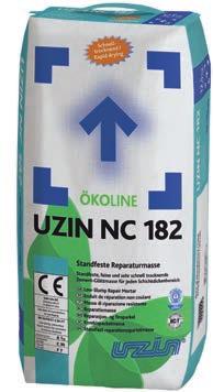 UZIN NC 182 UZIN NC 182 er en svært hurtigherdende, sementbasert, pastøs reparasjons- og sparkelmasse med svært gode bearbeidingsegenskaper. Til bruk i lagtykkelser fra 0 og oppover.