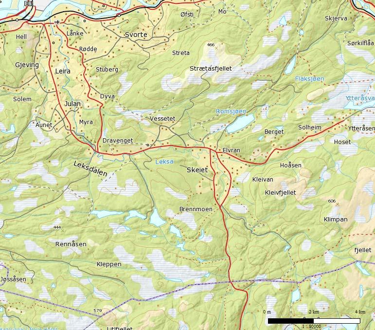 3.2 Leksa Område Leksa har et nedslagsfelt på ca 120 km² og munner ut i Stjørdalselva ved Lånke.