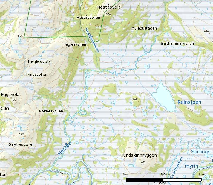 16 Figur 13 Søkeområder (rød ellipse) og søkestasjoner (røde sirkler) etter elvemusling i Heståa og Reinsjøbekken. Elvemusling finnes i hele søkeområdet i Reinsjøbekken.