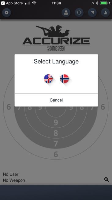 Velg språk Når Accurize app starter vil du bli bedt om å velge språk.