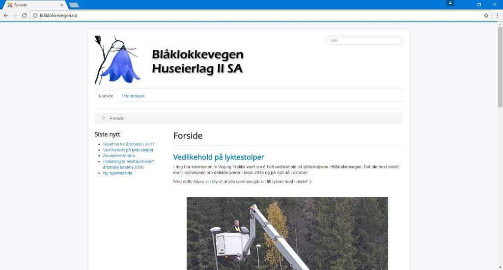 Sak 03/17: Årsmelding for Blåklokkevegen Huseierlag II fra april 2016 til april 2017. 1.