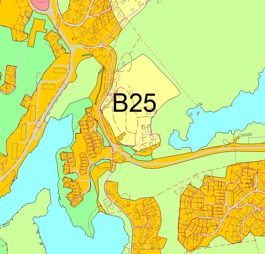 B25 Ulsmåg Fana 1:4000 Kort beskrivelse Område B25 er på 50 daa og inneholder 7 boliger. Boligområde B25 er ikke i tråd med kommunens fortettingsstrategi.