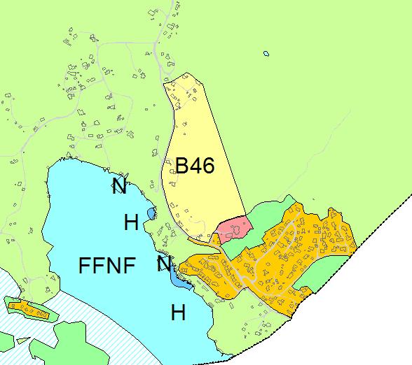 B46 Nordvik Fana 1:10000 Kort beskrivelse B46 er på 122 daa, og inneholder 11 eneboliger og en barnehage. Boligområde B46 er ikke i tråd med kommunens fortettingsstrategi.