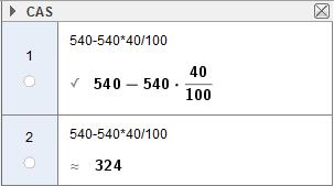 Salgsprisen blir da 540 kr 16 kr 4 kr. Ved GeoGebra Eksempel I en klasse er det 15 elever. 40 % av elevene kan regne med å bli trukket ut til eksamen i matematikk.