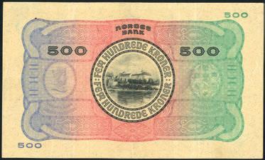 til venstre for 70 i høyre nr). 1-1300 500 kroner 1940, serie A.0271646.