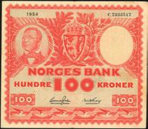 1/1-1329 - 1330-1329 100 kroner 1954, serie C.