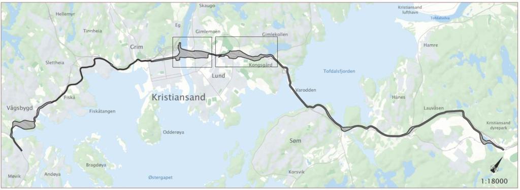 4.3 Sykkel og gange - ferdige og igangsatte prosjekt Sykkelekspressvei Plangging av sykkelekspressveien fra Sørlandsparken i øst til Andøyveien i Vågsbygd har pågått i siden 2012.