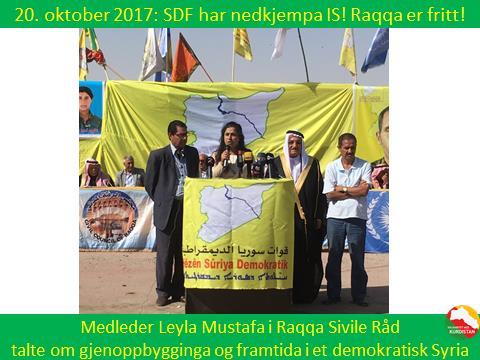 Bilde 22. 20. oktober 2017. SDF har nedkjempa IS. Raqqa er fritt.