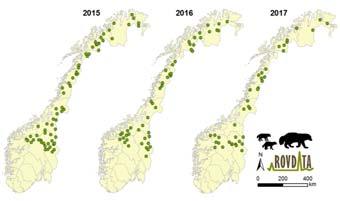 Forenklad skiss poulasjons dynamikk ulv Immigration & Emigration 217 4 ynglinger i Norge Jerv Bereknad populasjon