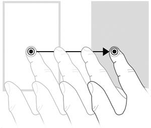 Dragging Press fingeren mot et element på skjermen og beveg deretter fingeren for å
