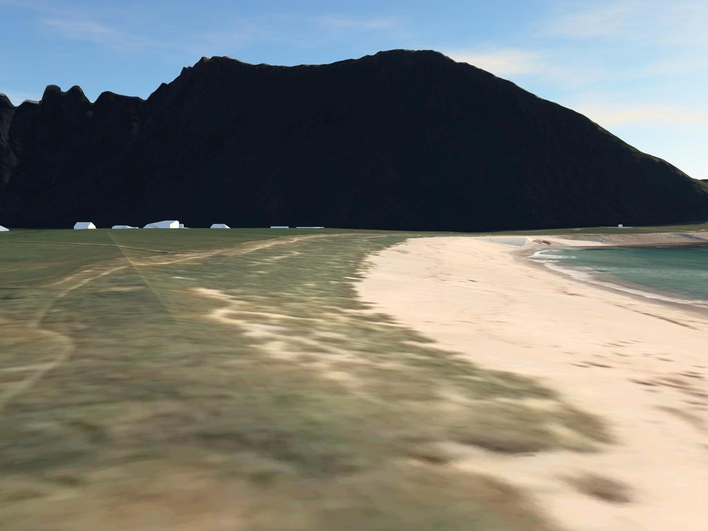 Figur 16 Perspektiv/ ståsted 9_0. Sett mot vest, fra sandstrandas øvre del som er preget av strandvegetasjon som strandrug.