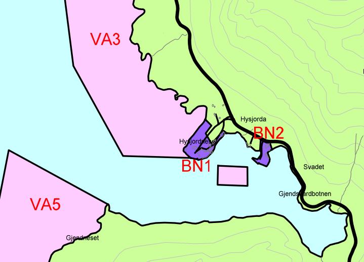 Om dette er tidligere eksisterende arealplankart eller ei (se under), er Fiskeridirektoratet uvisst, men der vises det et rosa rektangel på størrelse med slaktemerdanlegget i ortofoto-bildet over.