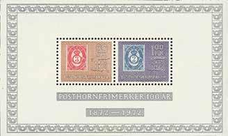 POSTHORN 1 2 3 4 5 1. I 1955 ble det utgitt tre frimerker i samband med hundreårsjubileet for Norges første frimerke og til frimerkeutstillingen Norwex i Oslo.