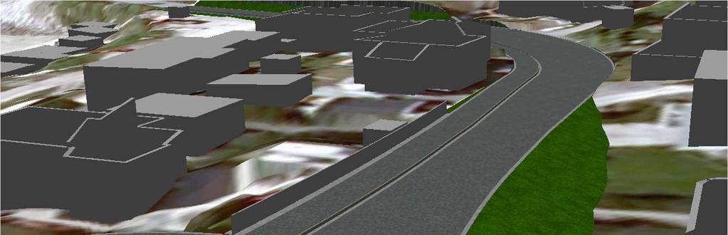 Bilde 4: Utsnitt fra 3D-modell 2.2 Adkomst og tiltak på Kvalvikvegen 2 (32/170) Denne eiendommen blir berørt med 126 m 2 av vegtiltaket.