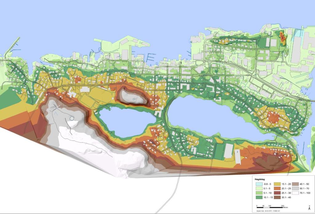 Figur 3-4 Høgdelagskart utarbeidd av Asplan Viak i