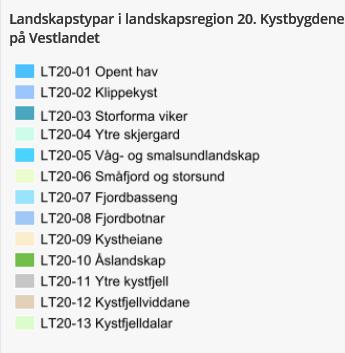 I denne kartlegginga vart det gjort landskapstypeklassifisering og verdisetting på regionalt og lokalt nivå.