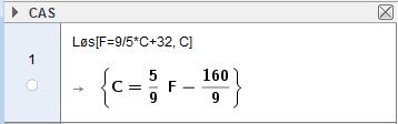 En annen metode er å finne C uttrykt med F.
