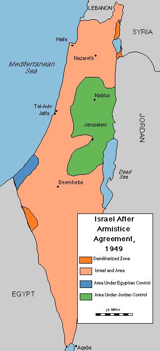 Kart 3: Israel etter våpenhvileavtalene