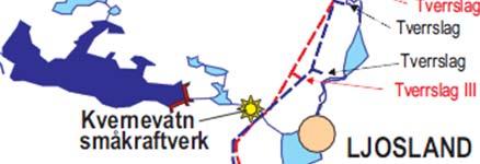 Figur 7-4 Utsnitt av plankart for Kvernevatn småkraftverk.