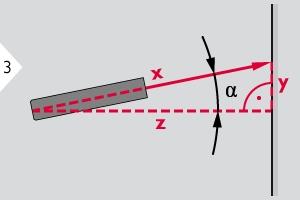 Betjening Smart Horisontalfunksjon Den horisontale avstanden beregnes basert på cosinusfunksjonen av 1 kjent vinkel og 1 kjent lengde.