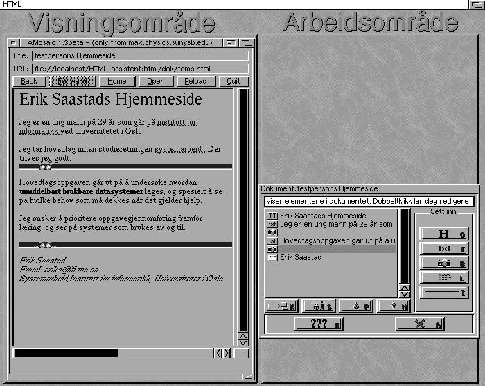 Kapittel4.Eksperimentet:Hjelpenipraksis Figur4.2:HTML-assistent,BilledligHjelp.Ivisningsomradeterdetnadet forelpigedokumentetsomvisesfordibrukerenerferdigmed\signaturen" fraforrigebilde.