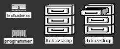 3.4Metaforer Figur3.8:Tilvenstre:billedligetegnsomsymbolisererharddiskeriApple MacintoshFinder.Detversteviseshvishardiskenikkeerapnet,ogdet nederstehvishardiskenerapnet.