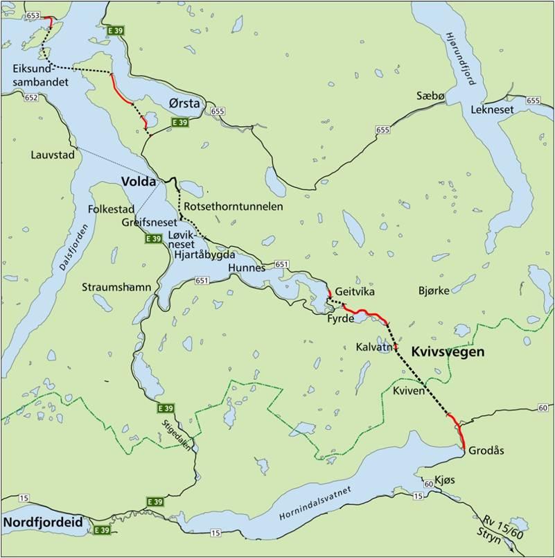 Kvivsregionen Kvivsregionen er definert som tretten kommuner i Møre og Romsdal og Sogn og Fjordane, som vil bli sterkere knyttet sammen gjennom den nye Kvivsvegen som er under bygging.