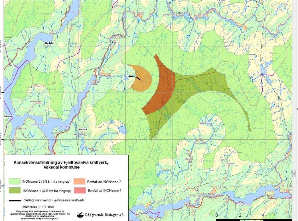 Vurdering 2 av dei 4 omsøkte a i Eidsland/Eksingedalen peikar seg negativt ut i natur og friluftssamanheng og tap av INON-område.