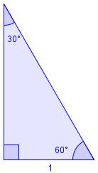 Skalarproduktet.6.6 Tegn en trekant med vinkler på 30, 60 og 90 grader. Sett lengden til den korteste kateten lik. a) Finn de andre sidene i trekanten.
