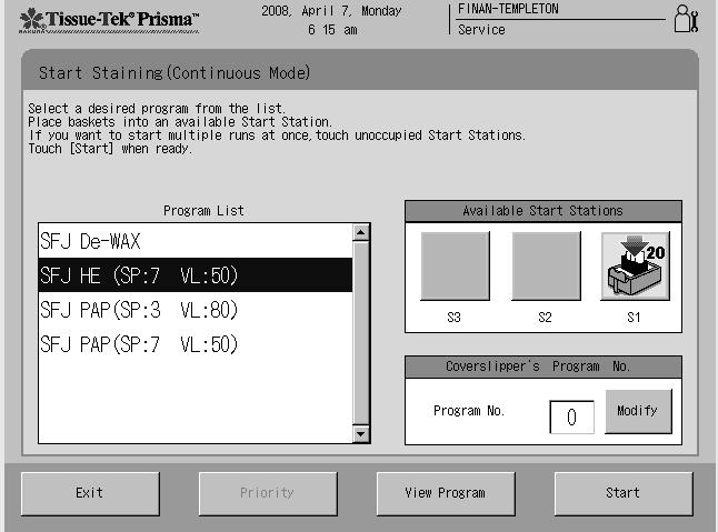 Når tasten for programinnstilling trykkes på coverslipperen, vises talltastaturet på skjermen (Figur 4-DD).