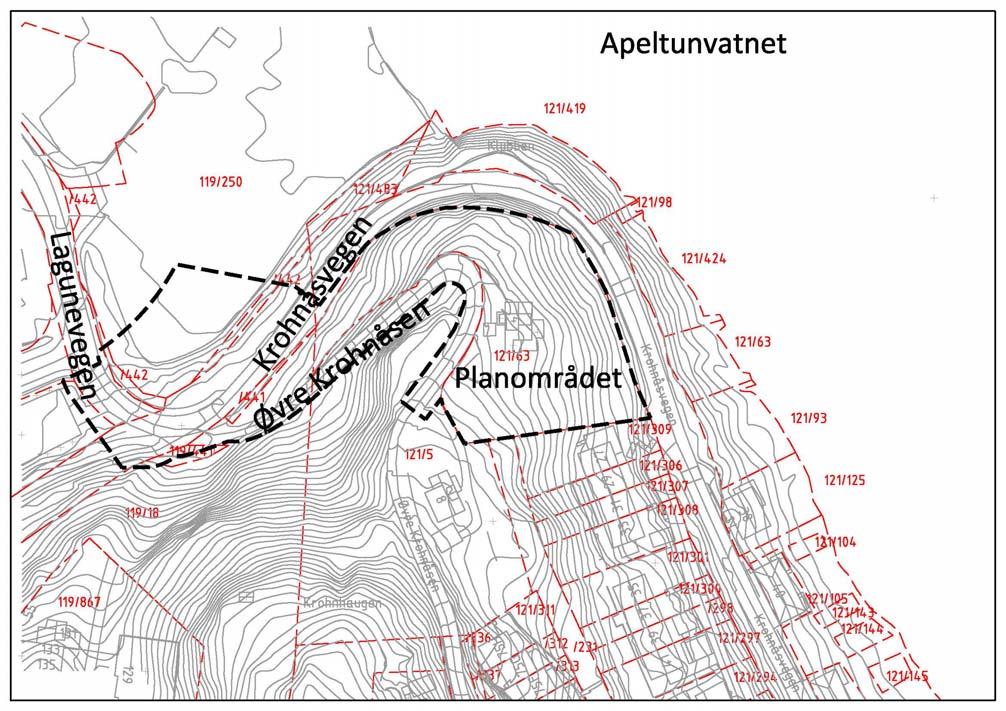3. okalisering og topografi Beliggenhet Planområdet ligger i Fana bydel like sørvest for peltunvatnet.