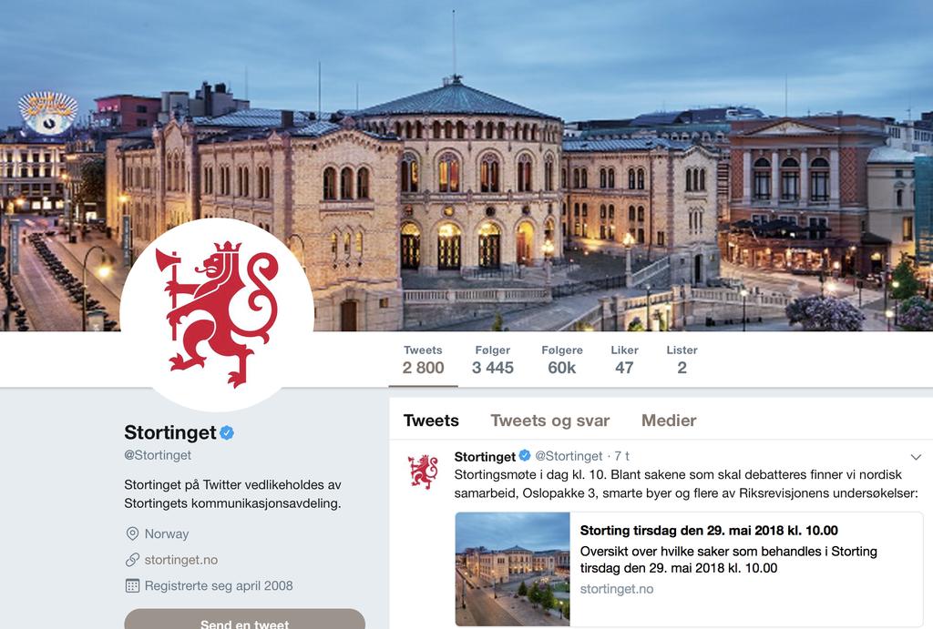 Twitter Følgere: 60 000 Stortingets første