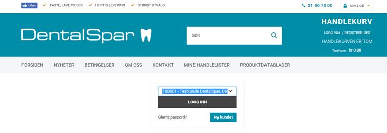 Innlogging Gå til www.dentalspar.