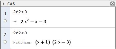 Ser du at vi kan multiplisere det siste uttrykket med, og få det andregradsuttrykket vi startet med 1 3 1 3 3 x x x x x x Vi har da at x x 3 x 1x 3 Vi ser fort at vi må multiplisere med, fordi det
