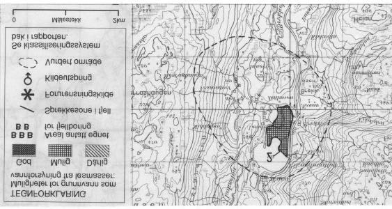 Fig. 2 Utsnitt av kartblad 2029 II Misvær (M711) som viser det vurderte området i tilknytning til Vestvatn/Brekke.