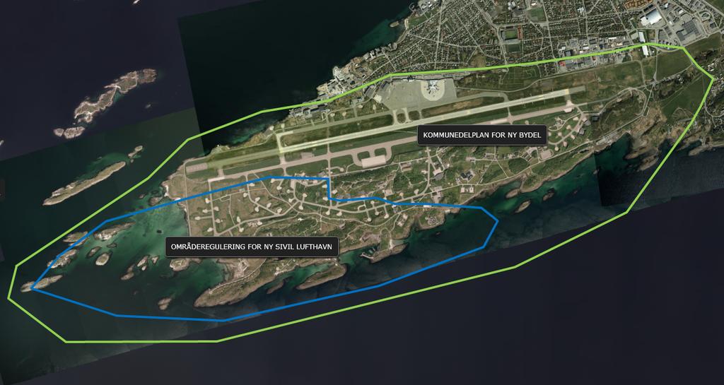 Figur 1: Illustrasjon som viser de to planprosessene som skal foregå på flyplassområdet. Oppstart av planene går parallelt. Denne planveilederen gjelder for kommunedelplanen for ny bydel.