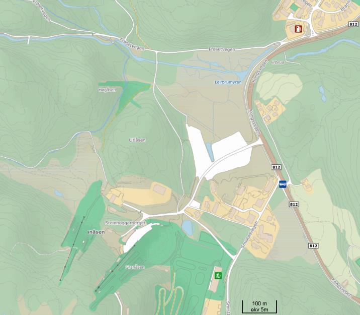 Figur 2: Leirelva og Leirbrumyra Kulverten som går under Kongsvegen er utformet som en halvsirkel og har en bredde på