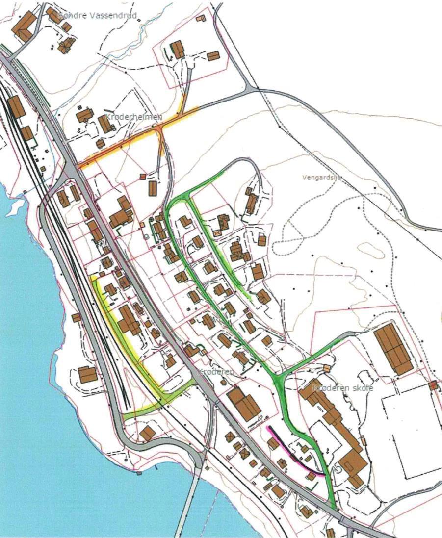 16: Byåsen Veien tar av fra Fv. 280 og fører til bl.a Krøderen skole, barnehage og idrettshall, samt boligfelt. Område blir omtalt som Byåsen.