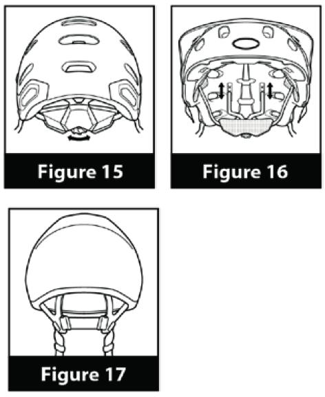 Skyv tilpasningssystemet opp eller ned i hjelmen til det har den mest komfortable posisjonen for deg (Figur 14). Tilpasningssystemet skal være tettsittende, men ikke ubehagelig stramt.