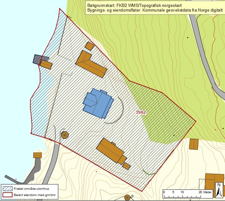 Side 8 UTOMHUS Bygningsnr: Oppført: AskeladdenID: 239674-6 Referanse i landsverneplanen: Bygning 9903709 Fredning utomhus Fredningen omfatter utomhusanleggets areal, terreng, struktur som frukthage,