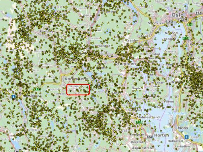 27. Juli var det mye tordenvær i området rundt Skollenborg kraftstasjon. Figur 25 viser alle lynnedslag i Kongsbergområdet i løpet av hendelsesdagen.