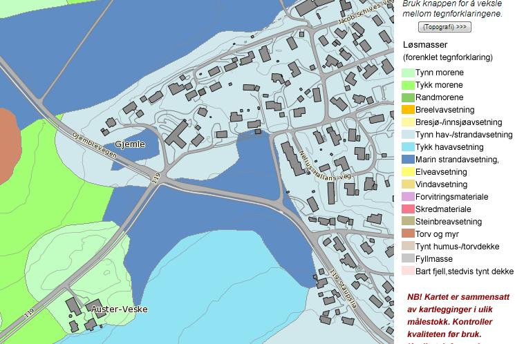 Løsmasse (kilde:ngu) 5.2 Brann Det forutsettes at nødvendige brannkrav imøtekommes ved søknad om byggetillatelse. Området anses som lite utsatt for skog- gress eller andre naturbaserte brannfarer. 5.3 Støy I forhold til ny boligbygging innenfor dette planområdet er det vegtrafikkstøy fra Fv 119, som det er aktuelt å ta nødvendige hensyn til.