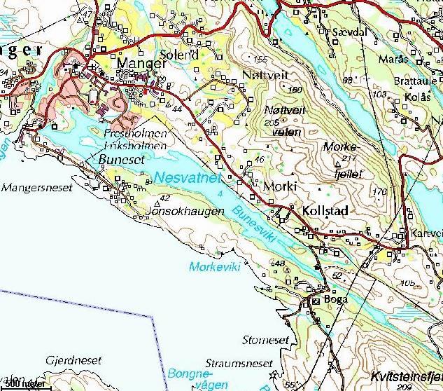 NESVATNET PÅ RADØY Nesvatnet (nr. 26358) er den lavestliggende innsjøen i Ulvatnvassdraget og ligger like før utløpet til sjøen (figur 6). Nesvatnet ligger 4 moh.