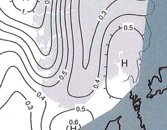 Dato 14.03.2017 Oppdragsnummer 01L0540.100 Fig. 6.1. Seismiske soner i Sør Norge, fra Eurocode 8, verdier a g40hz Tab. 6.2. Verdier til faktor γ 1 Berggrunnens akselerasjon: a gr = 0,8 x a g40hz og a g40ha (kommer fra figur 6.