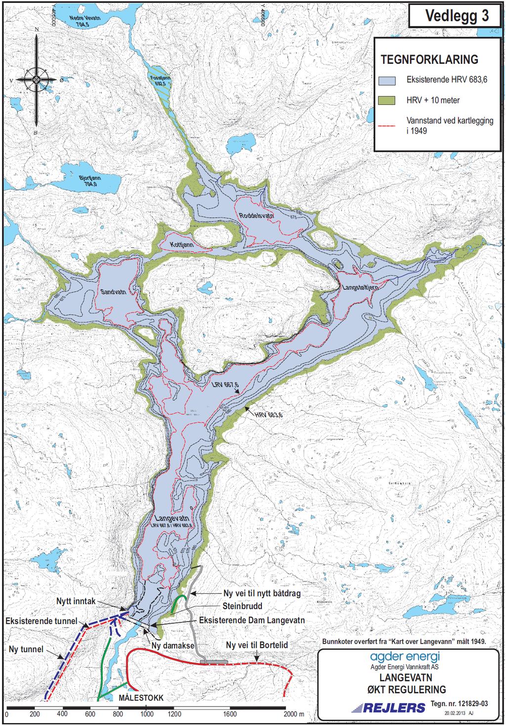 Ny dam økt regulering Langevatn Ny damsikkerhetsforskrift (gjort gjeldende 01.01.2010) innbærer at eksisterende dam ved Langevatn (platedam) må forsterkes eller erstattes med en ny massivdam.
