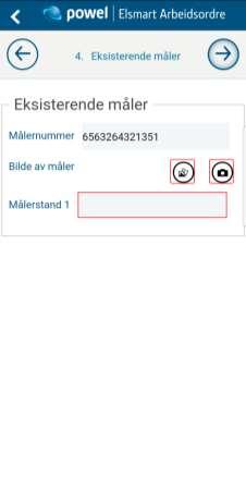 4. Eksisterende måler Her vises målernummer på eksisterende måler. Sjekk at det stemmer med den som skal byttes ut.